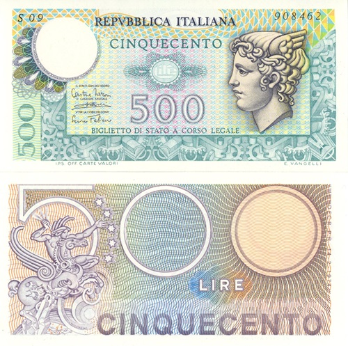 500 Lire 1974 Taliansko UNC séria S09