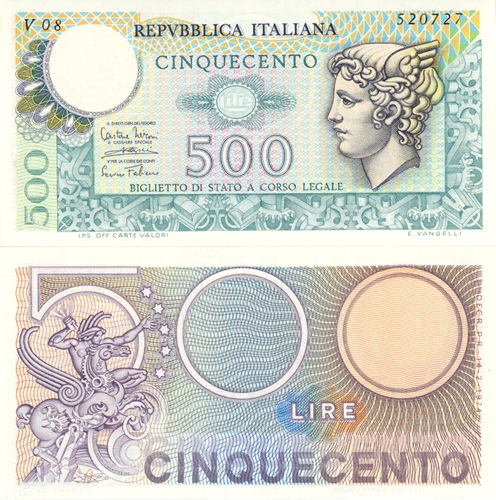 500 Lire 1974 Taliansko UNC séria V08