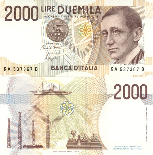 2000 Lire 1990 Taliansko UNC séria KA*D