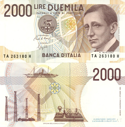 2000 Lire 1990 Taliansko UNC séria TA*H