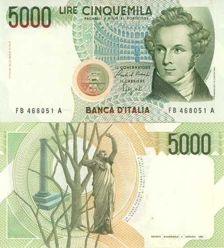 5000 Lire 1988 Taliansko UNC séria FB*A