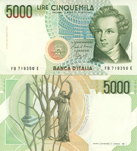 5000 Lire 1988 Taliansko UNC séria FB*E