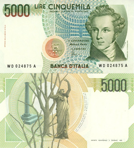 5000 Lire 1996 Taliansko UNC séria WD*A