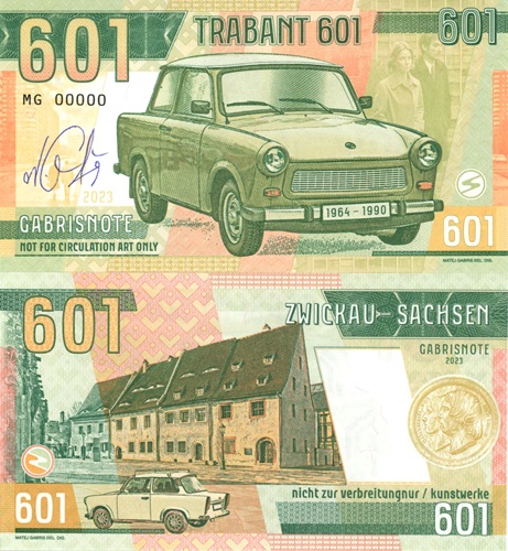 601 Trabant 2023 UNC séria MG anulát s podpisom autora