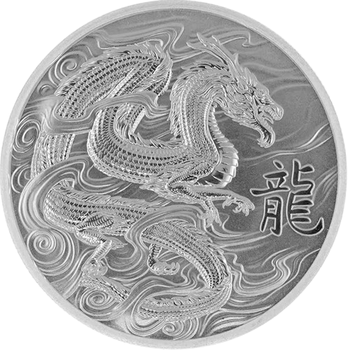 2 Pound 2024 Ascension Islands BU 1 Oz Ag, Lunar Dragon