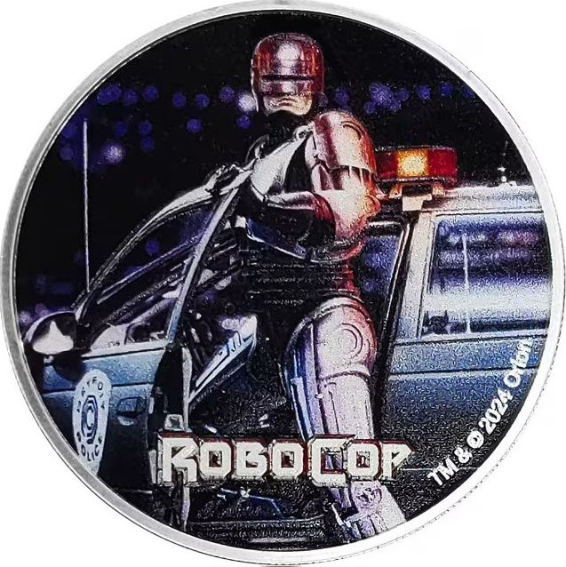 50 Cents 2024 Fidži PROOF farbená 1 Oz Ag, Robocop