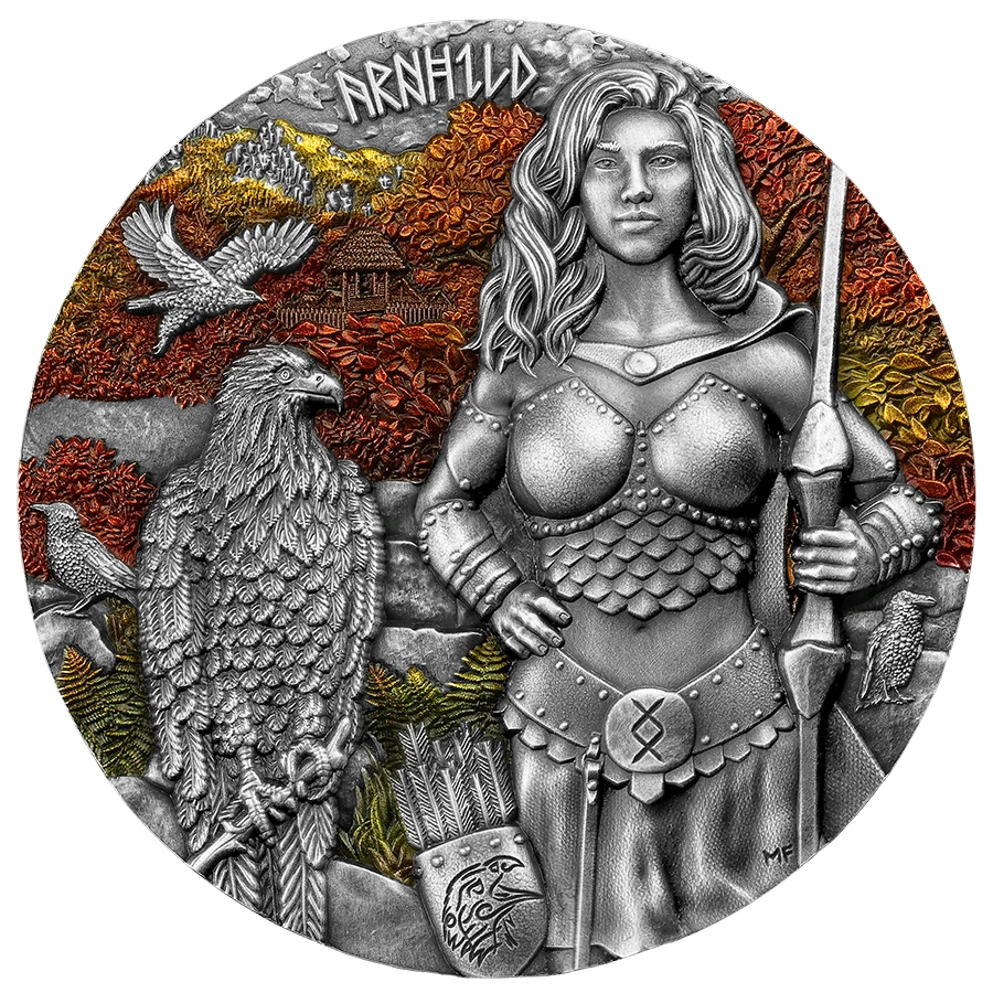 10 Mark 2025 Germania BU farbená Ultra High Relief 2 Oz Ag, Valkyries: Arnhild