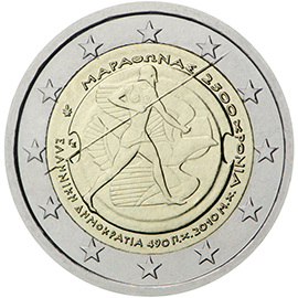 2 euro 2010 Grecko cc.UNC, výročie bitky pri Maratóne