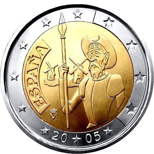 2 euro 2005 Španielsko cc.UNC Don Quijote